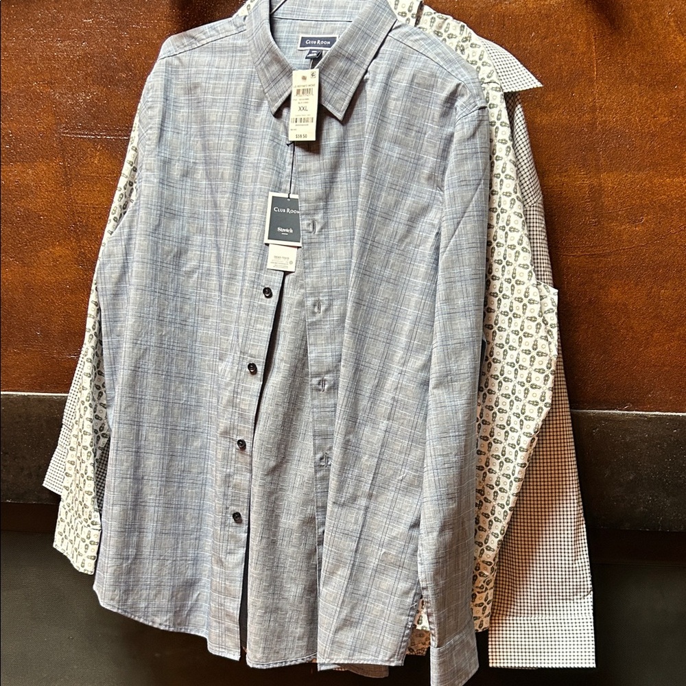 3 Men's button down Shirts two Club Room and 1 Calvin Klein.
